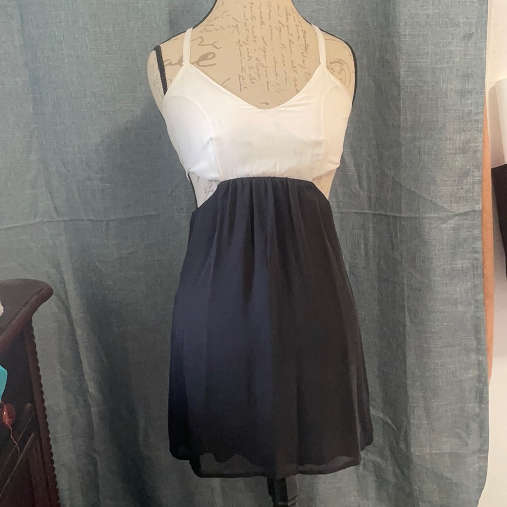 Black and white cutout dress
